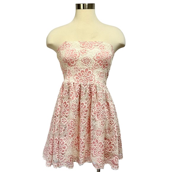 NBD Revolve Lace Babydoll Dress Womens M Short‎ Strapless Minidress Floral Y2K - Picture 1 of 8